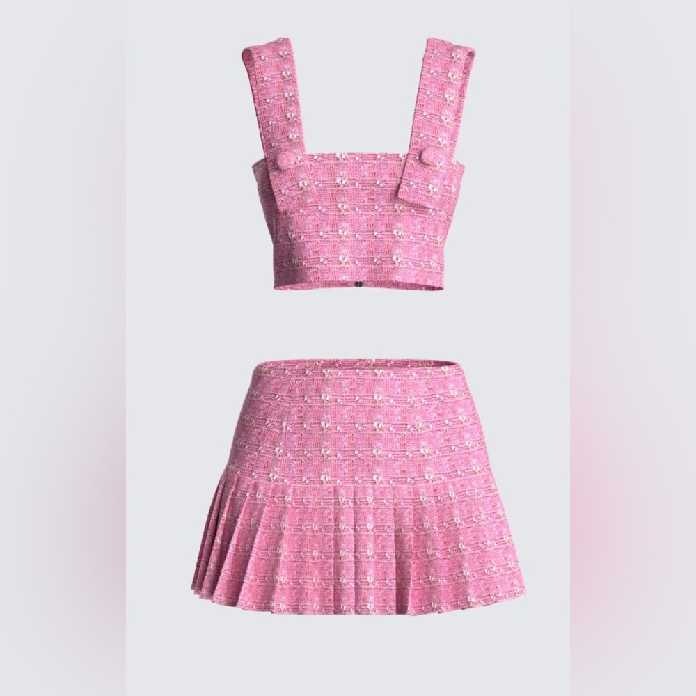 Finesse Pink Pleated Mini Skater Skirt and Top. Selling as a set. Both smalls.